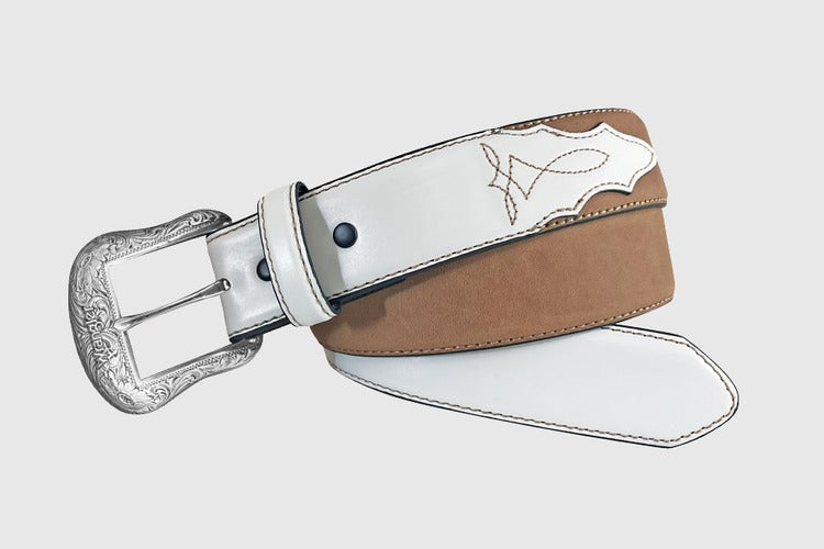 The Cassie Joe Brown/White Bootstitch Belt by Wrangler