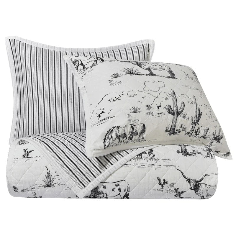 Ranch Life Printed Reversible Quilt Set - QUEEN SIZE