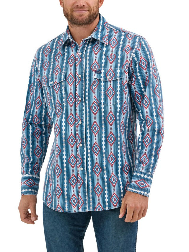Neon Rainbow Cowboy Cut Classic Fit Pearl Snap Shirt by Wrangler