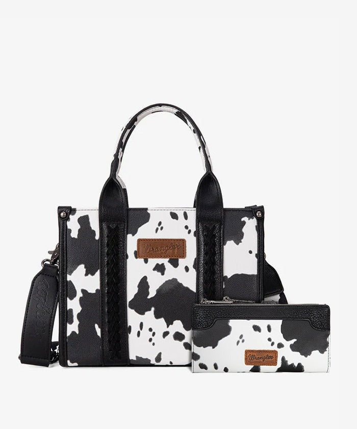 The Dairy Delight Wrangler Mini Tote Purse in Black/White