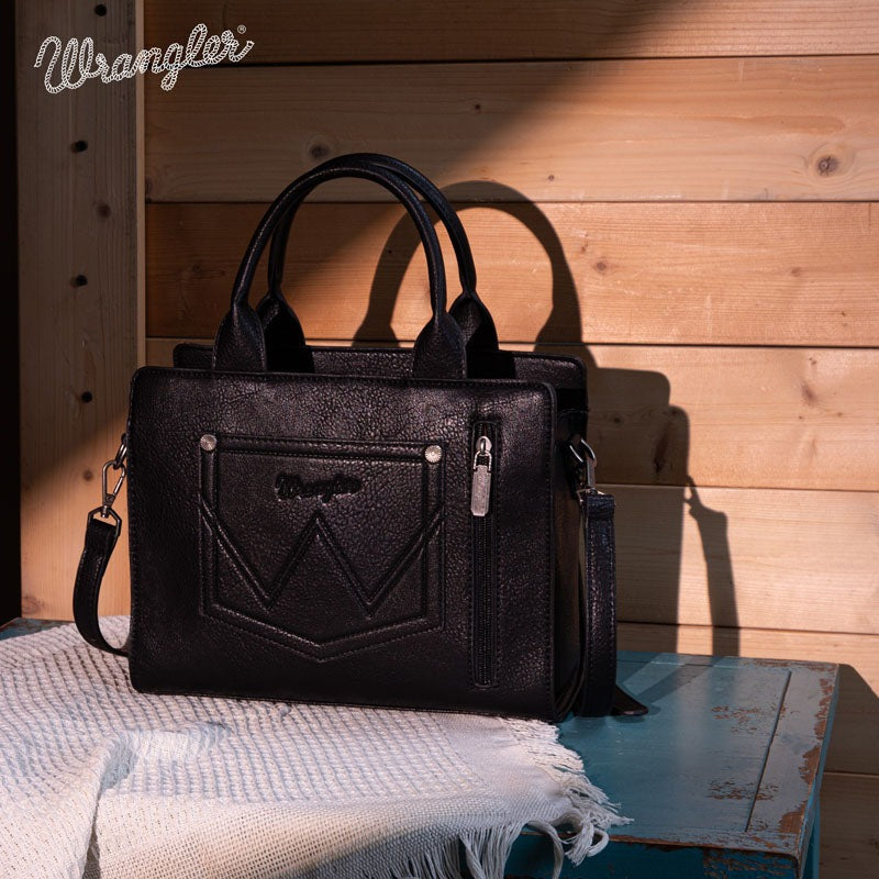 Boot Stitch Babe Crossbody Tote by Wrangler in Black