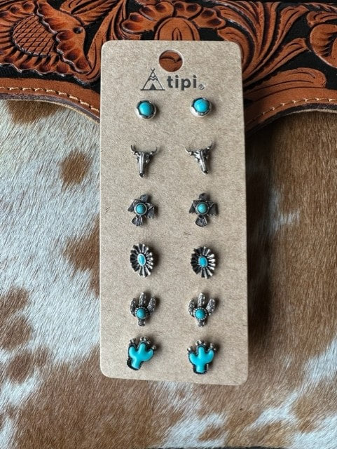 The Salt Lake 6 pack Earring Set - Turquoise