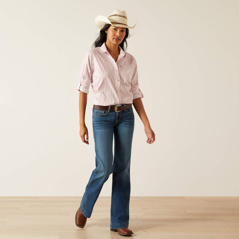 The Derby Winner VentTEK Shirt by Ariat in Strawberries n' Cream Pinstripe