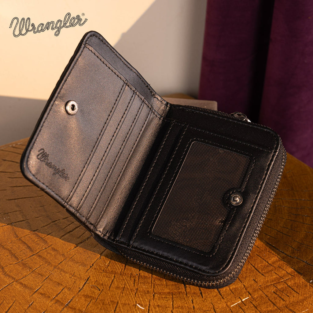 The Dotty Jane Carved Wrangler Wallet - Black
