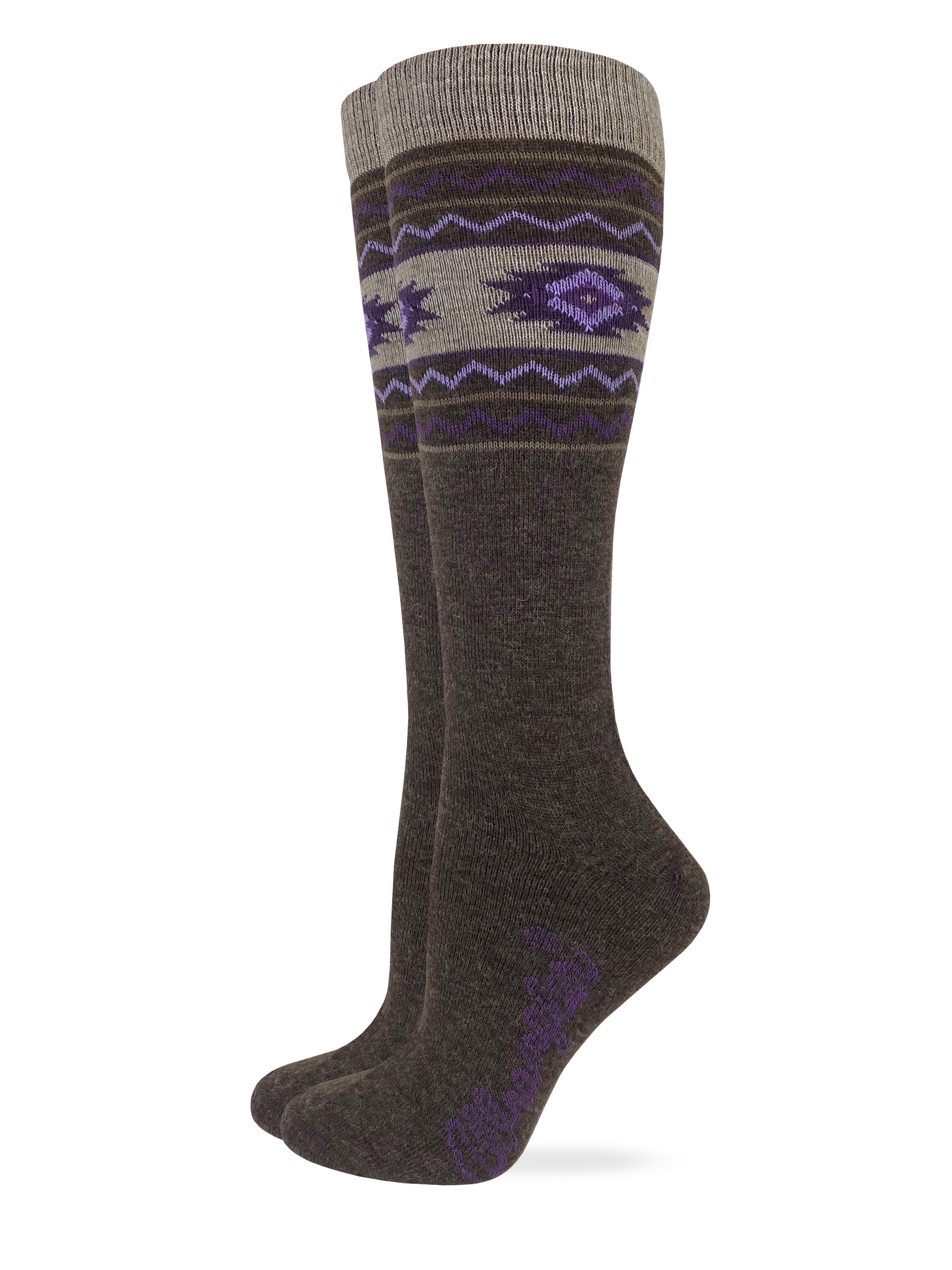 Wrangler Women's Merino Wool Aztec Boot Socks - Cocoa