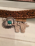 Salty Heifer Cowhide Earring - Fawn/White/Brindle