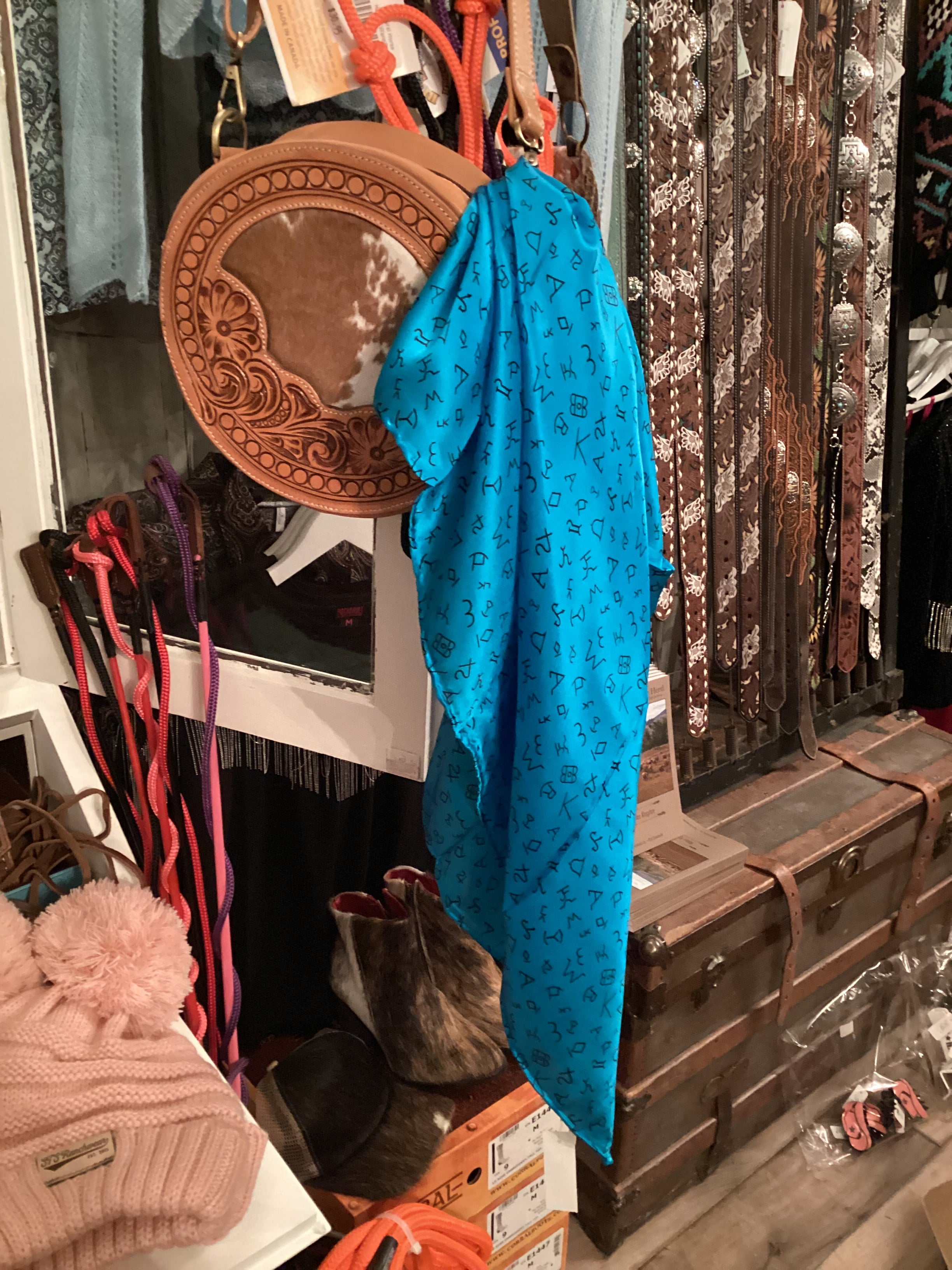 Terrific Turquoise Brands 100% Silk Wild Rag