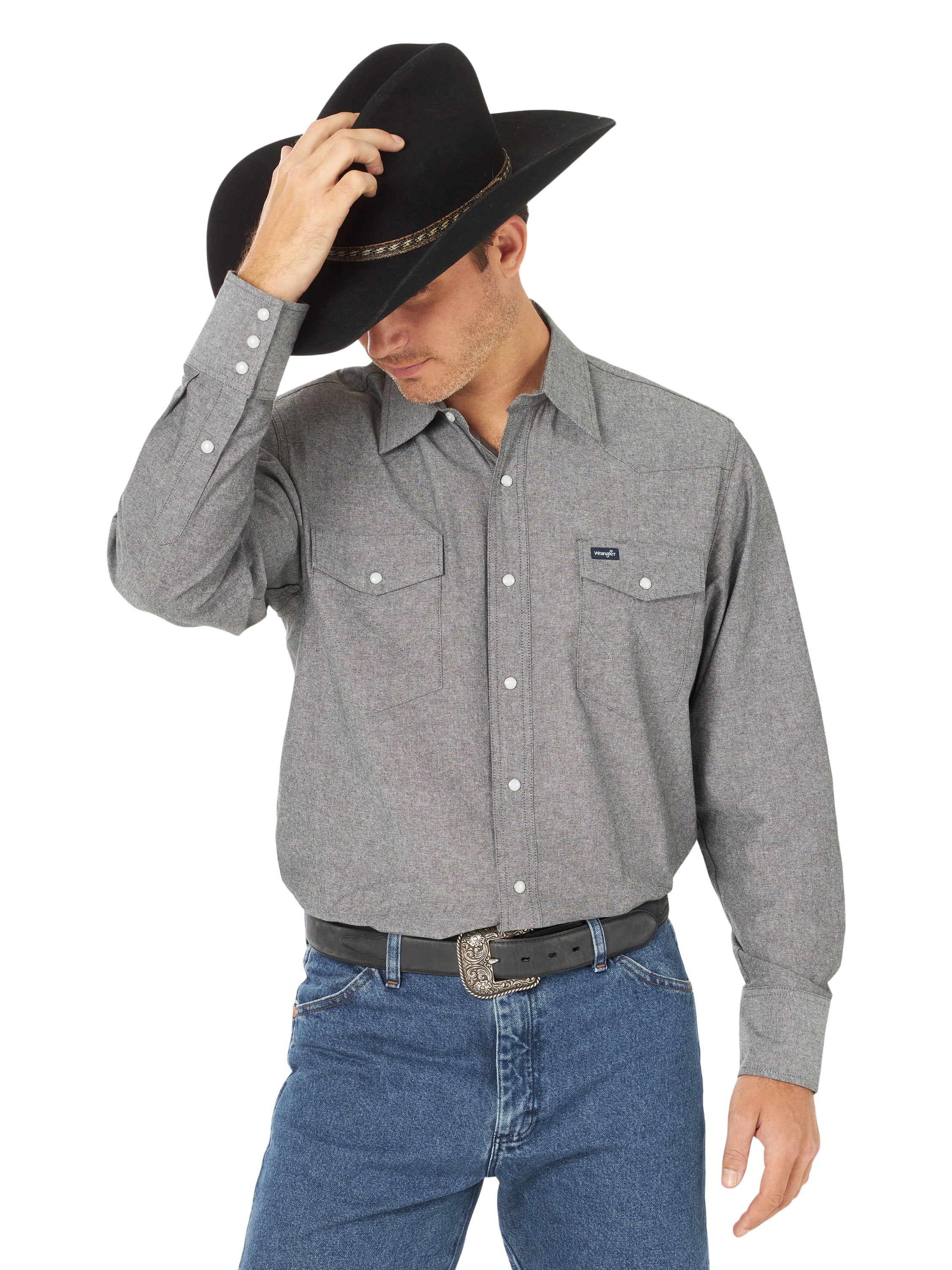Cowboy Cut Snap Up Shirt by Wrangler in Moonless Night