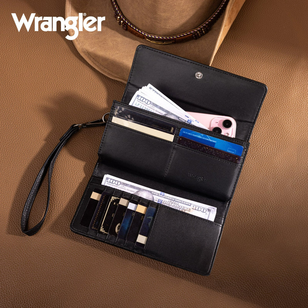 The Darla Mae Carved Wrangler Wallet - Black