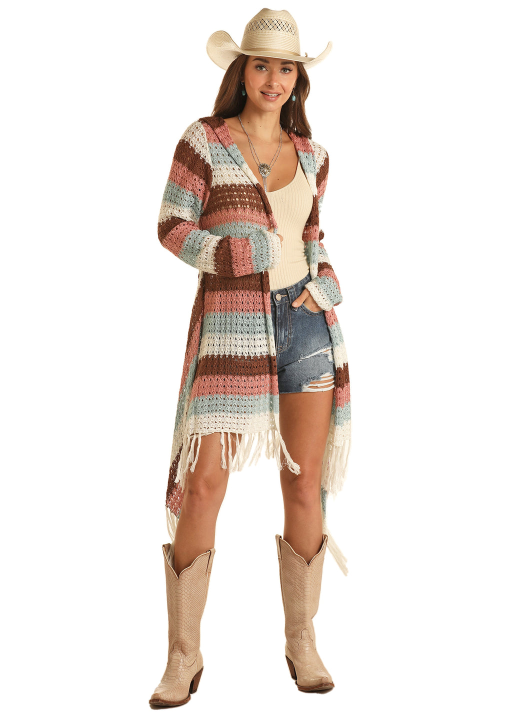 Italian Ice Cream Crochet Hooded Cardigan