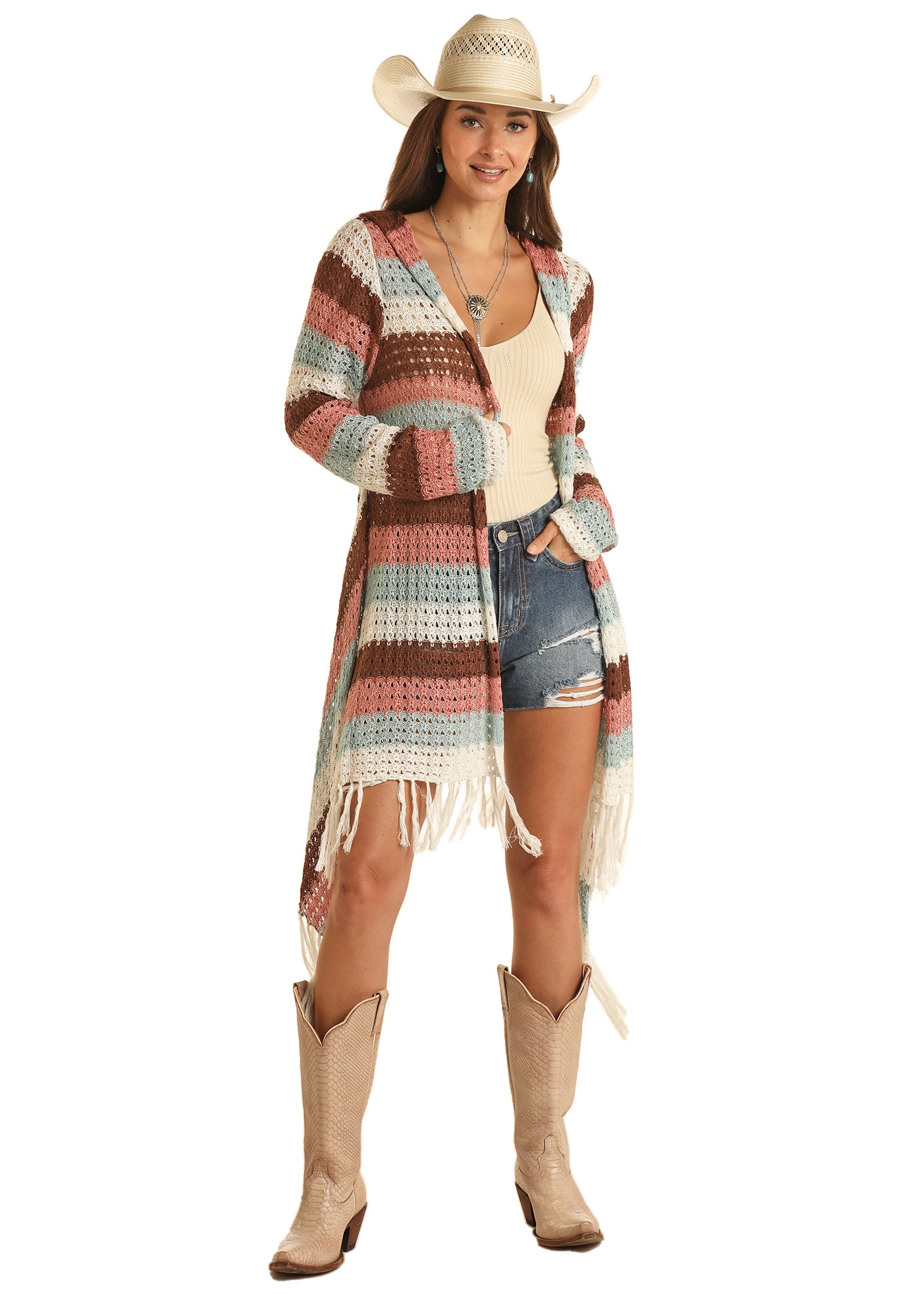 Italian Ice Cream Crochet Hooded Cardigan