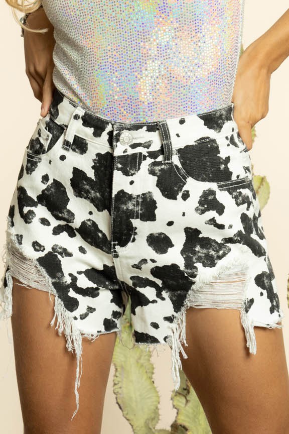 Miss Moo Cow Print Shorts