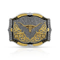 Cracked Earth Longhorn Buckle by Montana Sliversmiths