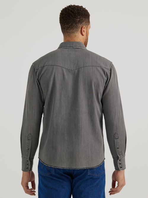 Cowboy Cut Denim Pearl Snap Shirt by Wrangler - Washed Black
