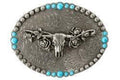 Long Horns & Roses Belt Buckle