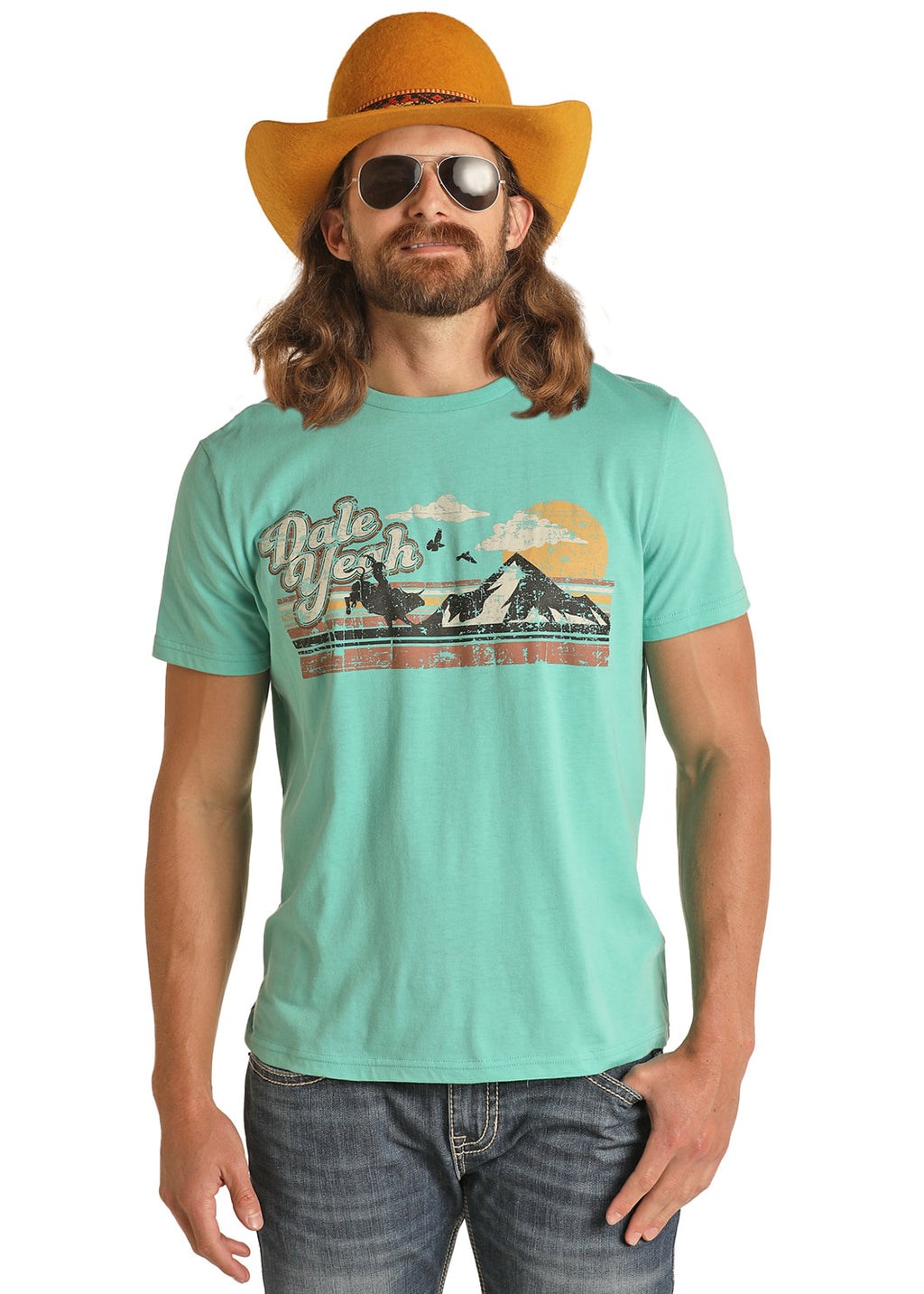Dale Yeah Sunny Bronc Tee by Rock & Roll Denim - Aqua