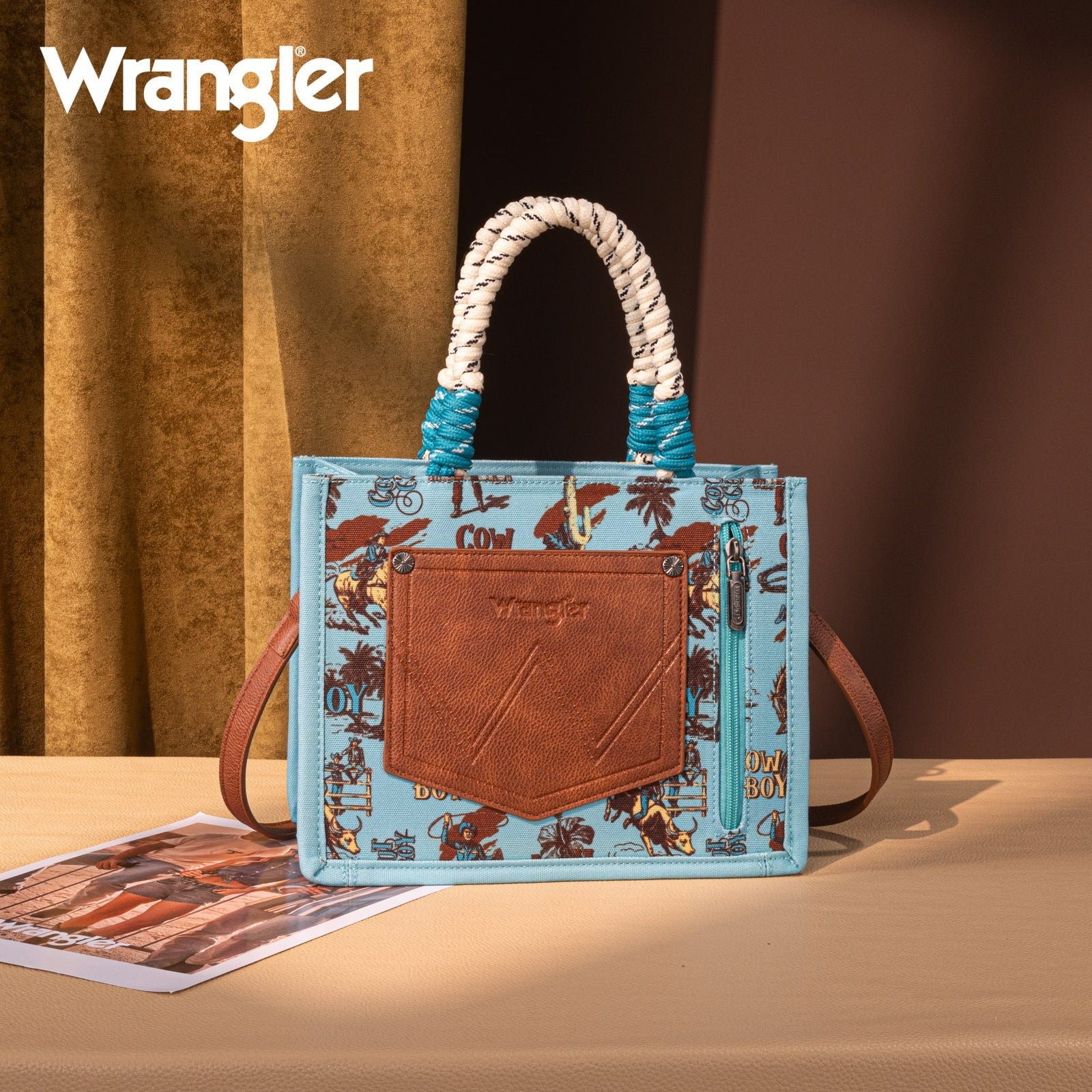 The Coconut Cowboy Wrangler Mini Rope Tote Purse in Turquoise