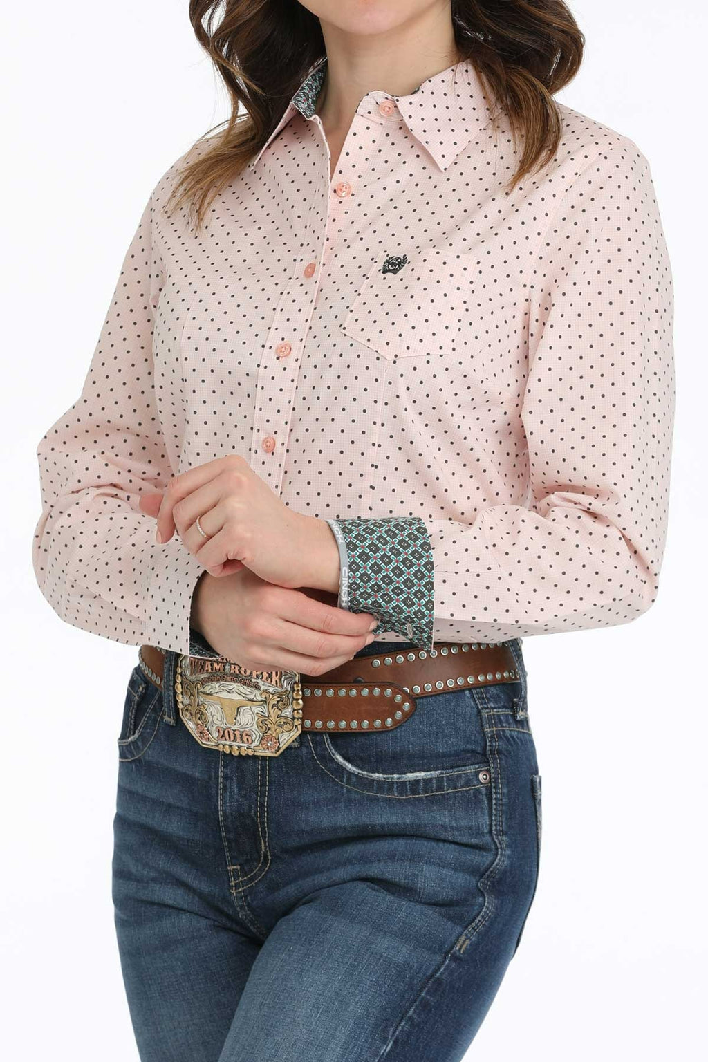 The Shandy Polka Dot Button Up Shirt by Cinch