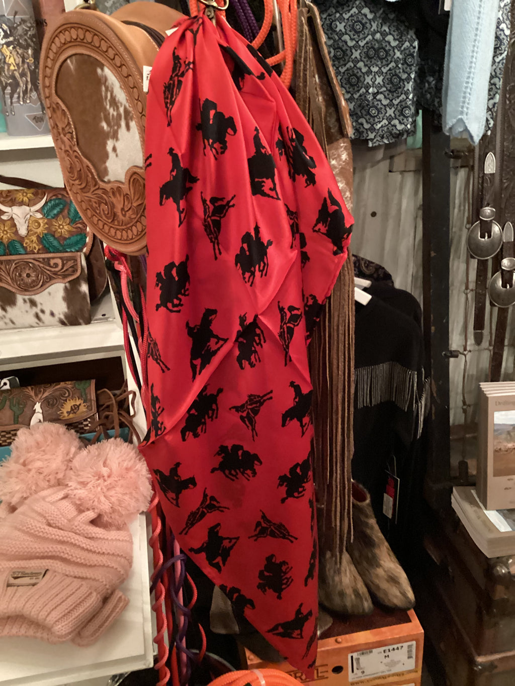 Ranch Rodeo Red/Black 100% Silk Wild Rag