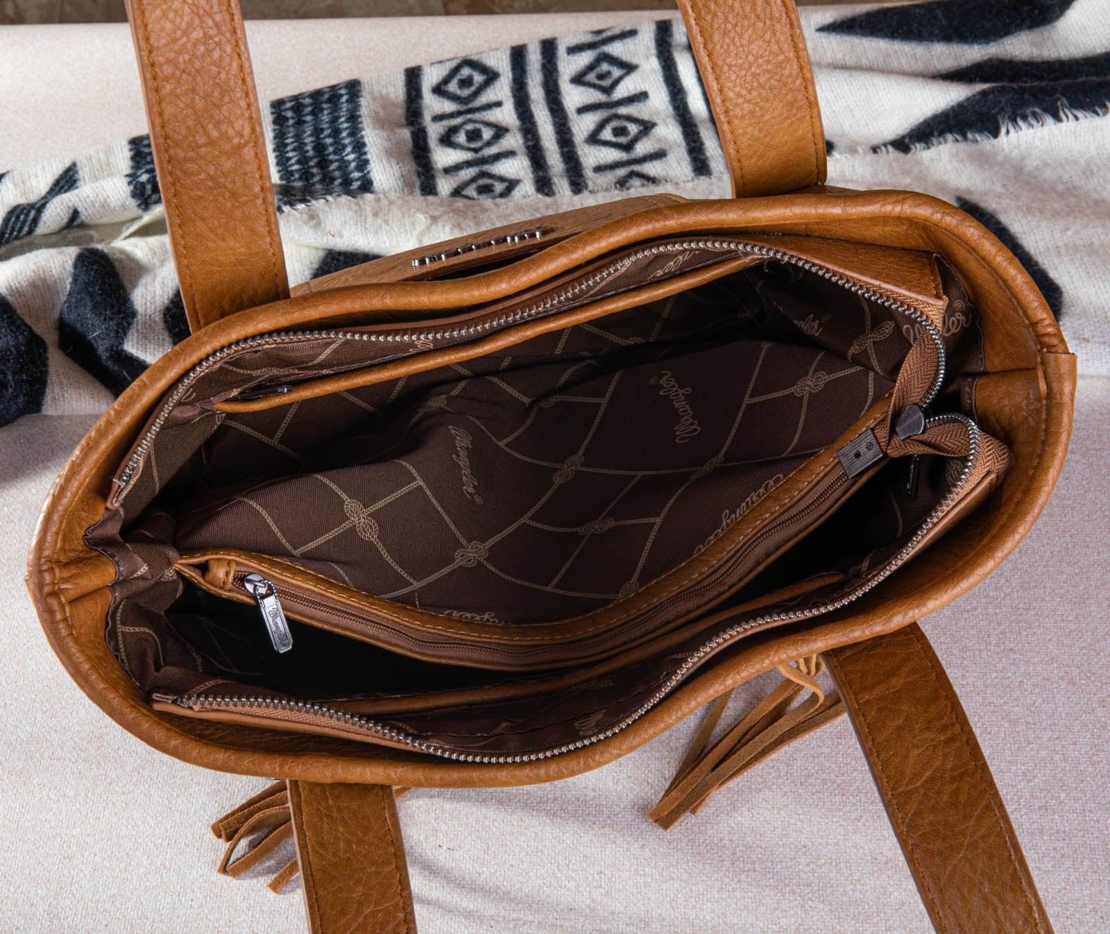 The High Brow Cat Wrangler Tote Purse in Red Brindle