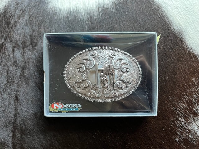 The Prayerful Cowboy (Floral Scroll) Belt Buckle