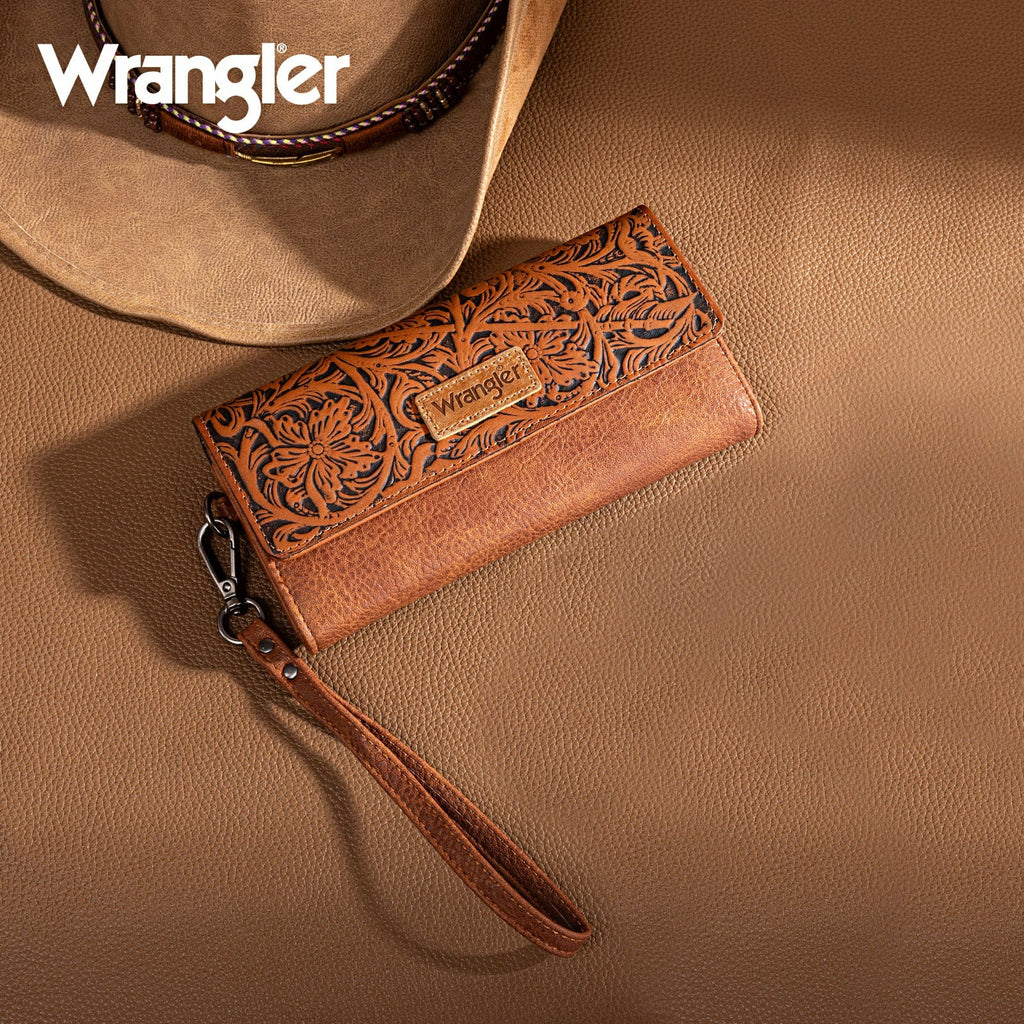 The Darla Mae Carved Wrangler Wallet - Caramel