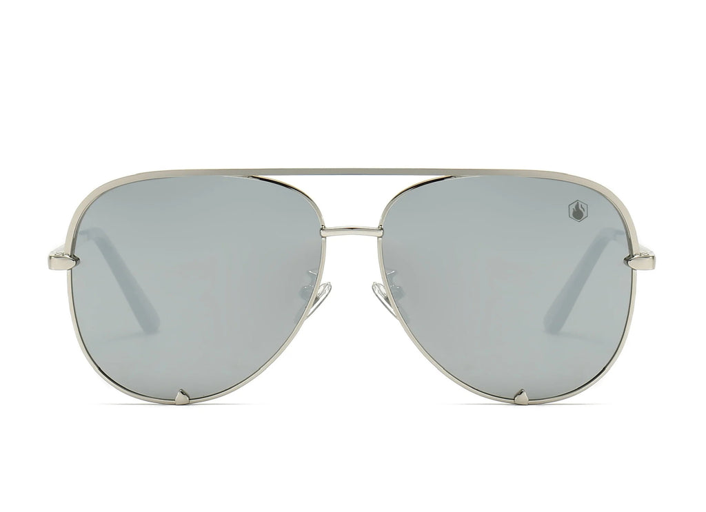 Jaden Aviator Sunglasses in Silver Phoenix by American Bonfire