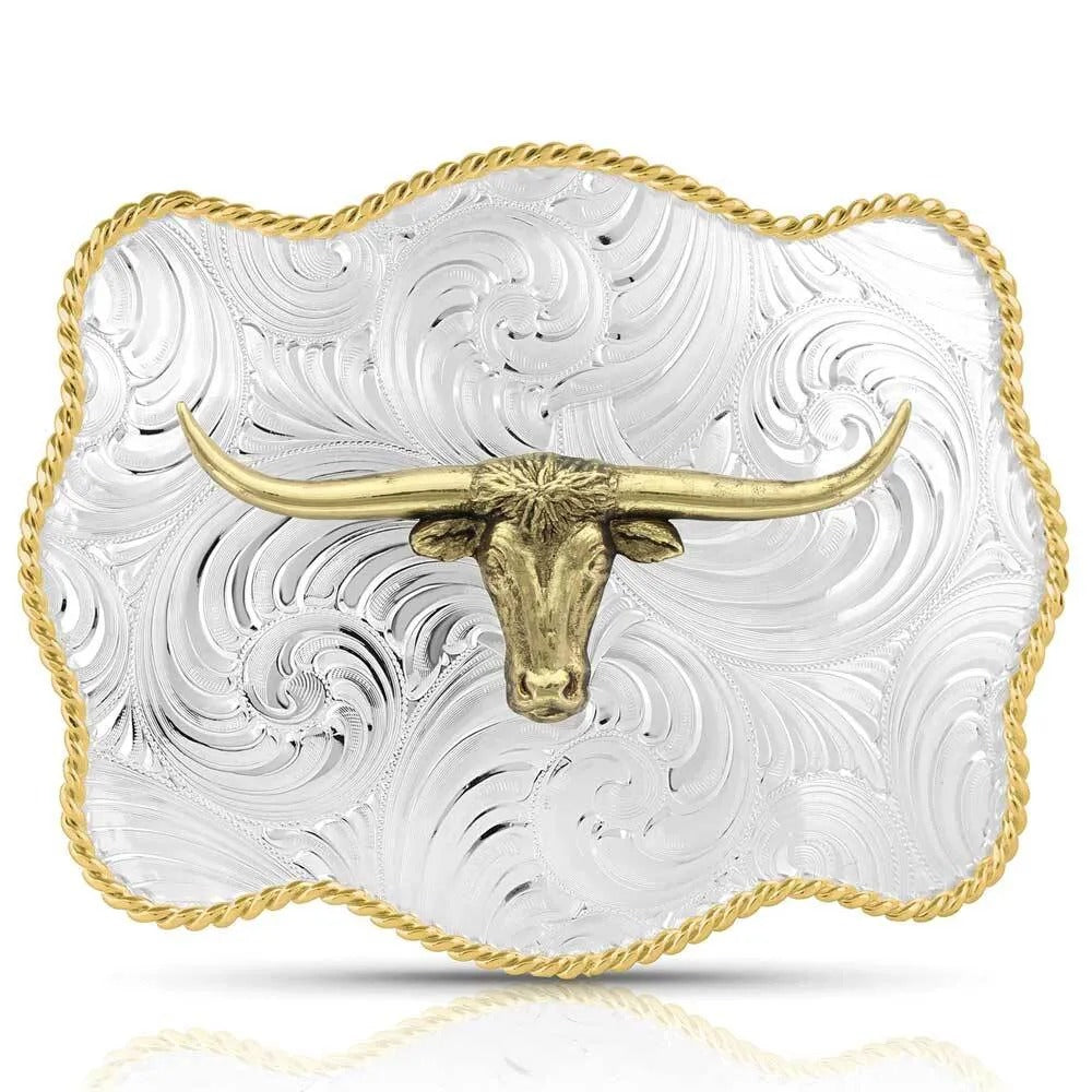 The Scalloped Longhorn Buckle by Montana Sliversmiths