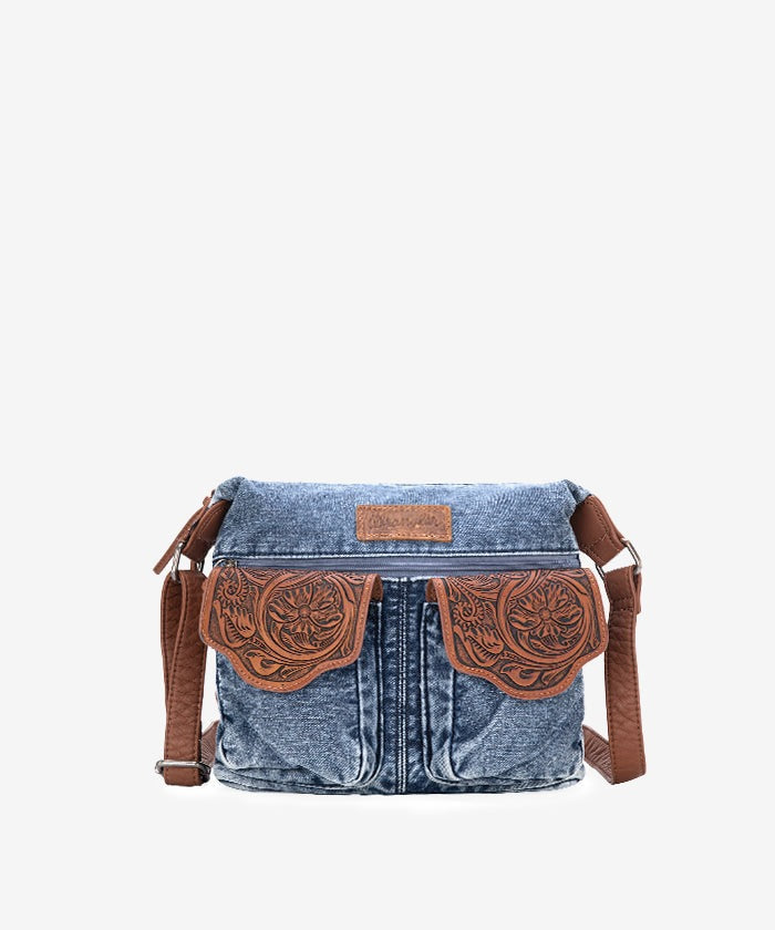 The Fancy Blue Jean Tooled Wrangler Crossbody Purse