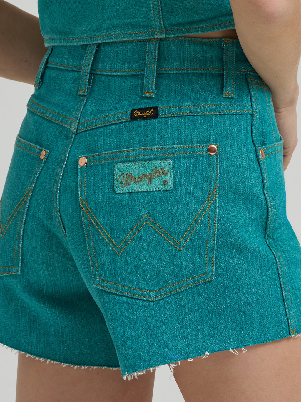 Turquoise Superstar Lainey Wilson X Wrangler Jean Shorts
