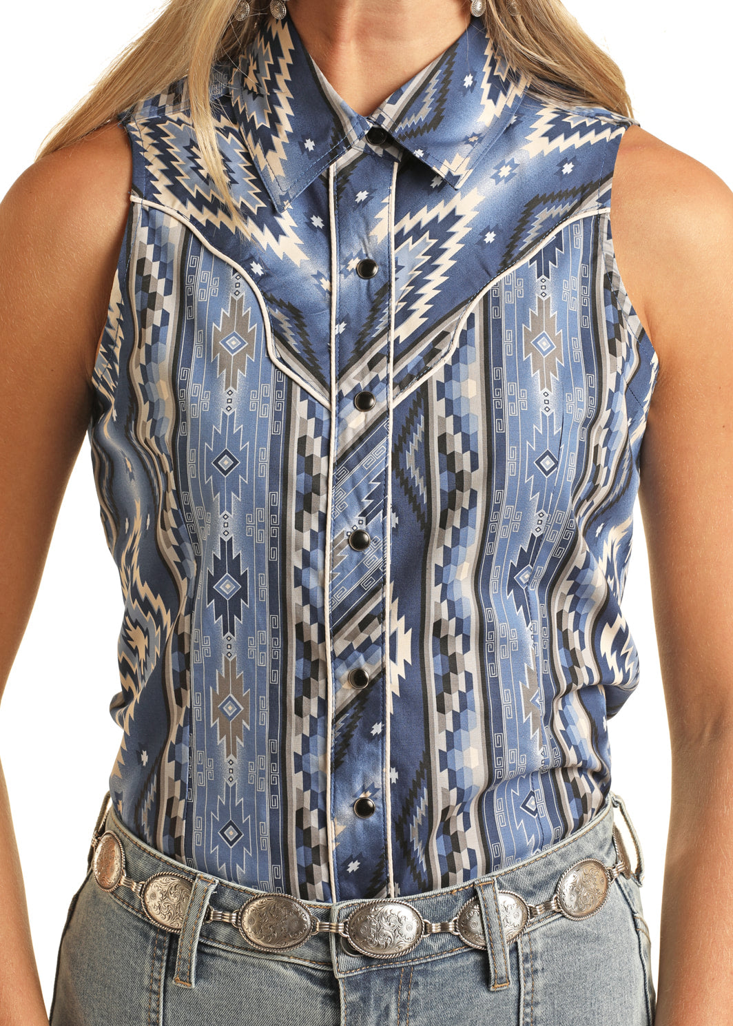 The Frankie Sleeveless Snap Up Shirt by Rock & Roll Cowgirl