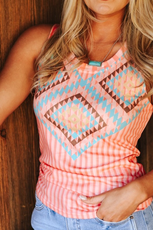 Cotton Candy Aztec Tank Top by Lucky& Blessed