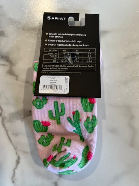 Ariat Women's Horse/Cactus Print Ankle Socks - 2 Pack