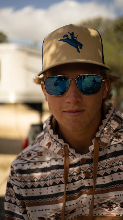Straight Up Roughy Hat by Hooey in Tan/Blue