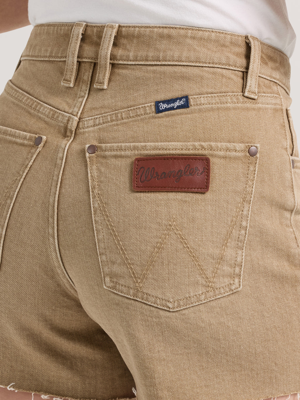 Rodeo Dust Tan Cowboy Cut High Rise Shorts by Wrangler