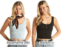 The Raelynn Henley Tank - Mirage Blue