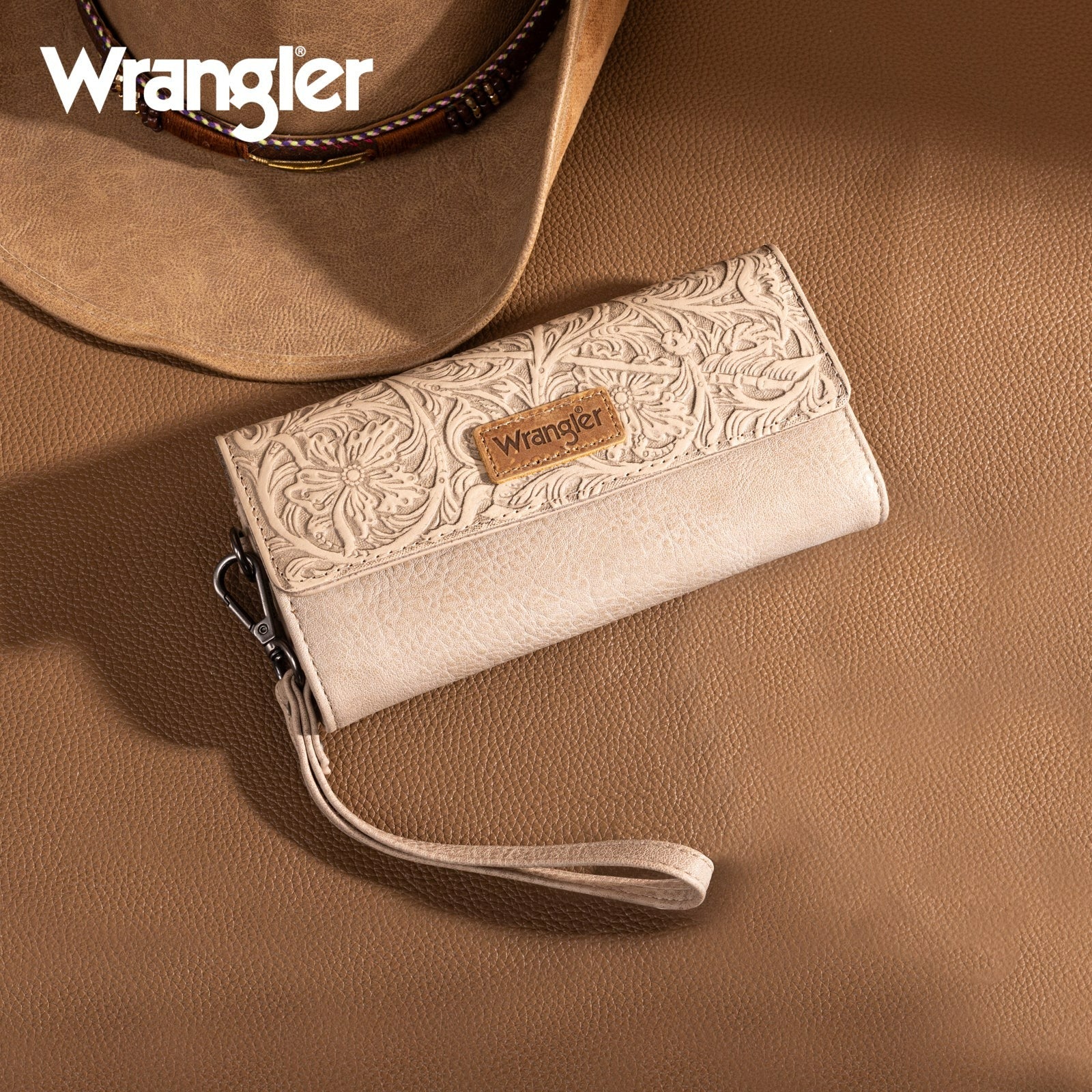 The Darla Mae Carved Wrangler Wallet - Cremello