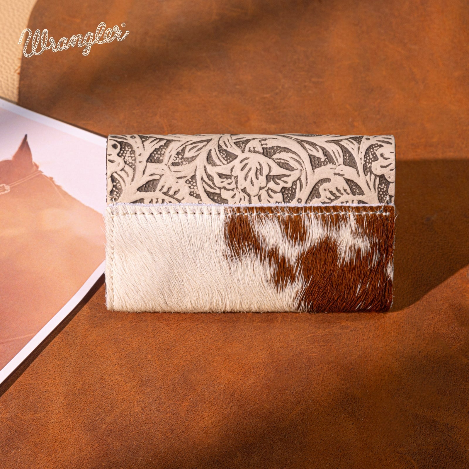 The Calico Range Carved Hide Wrangler Wallet - Tan