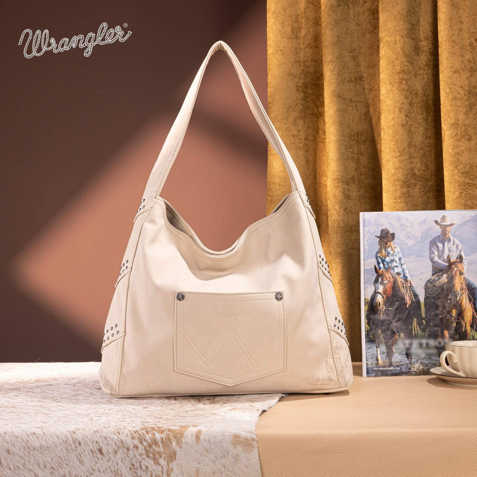 The Tracy Hobo Purse by Wrangler in Beige