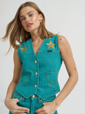 Turquoise Superstar Denim Vest By Wrangler X Lainey Wilson