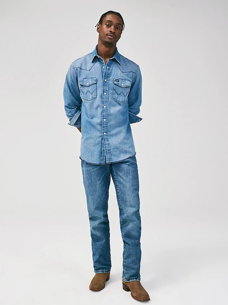 Cowboy Cut Denim Pearl Snap Shirt by Wrangler