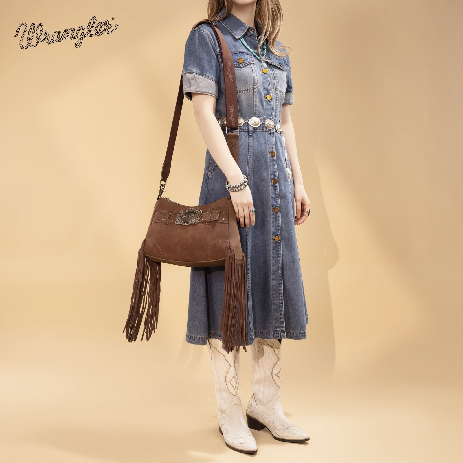 The Dusty Belle Hobo Purse by Wrangler in Coffee