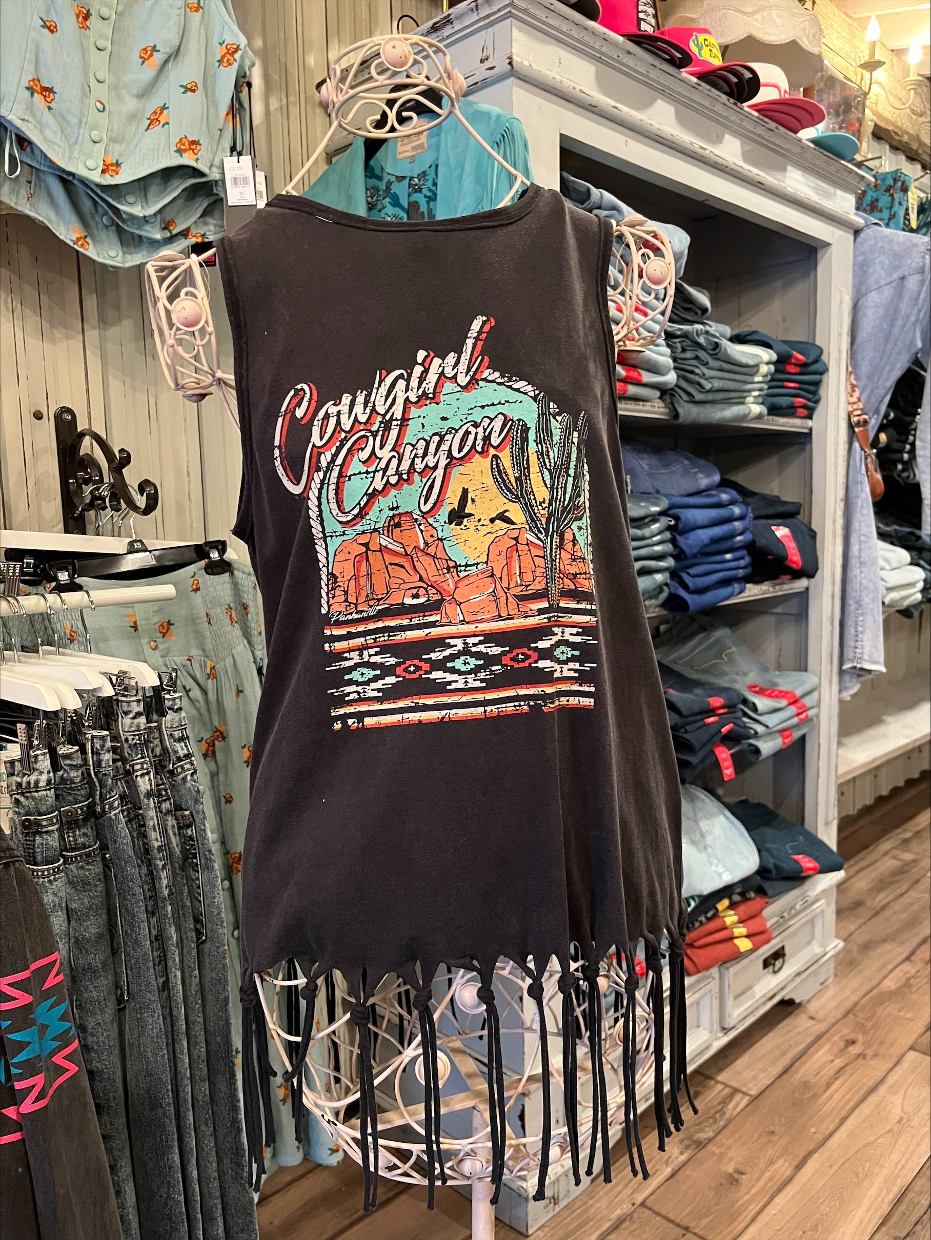 Cowgirl Canyon Fringe Tank Top by Rock & Roll Denim