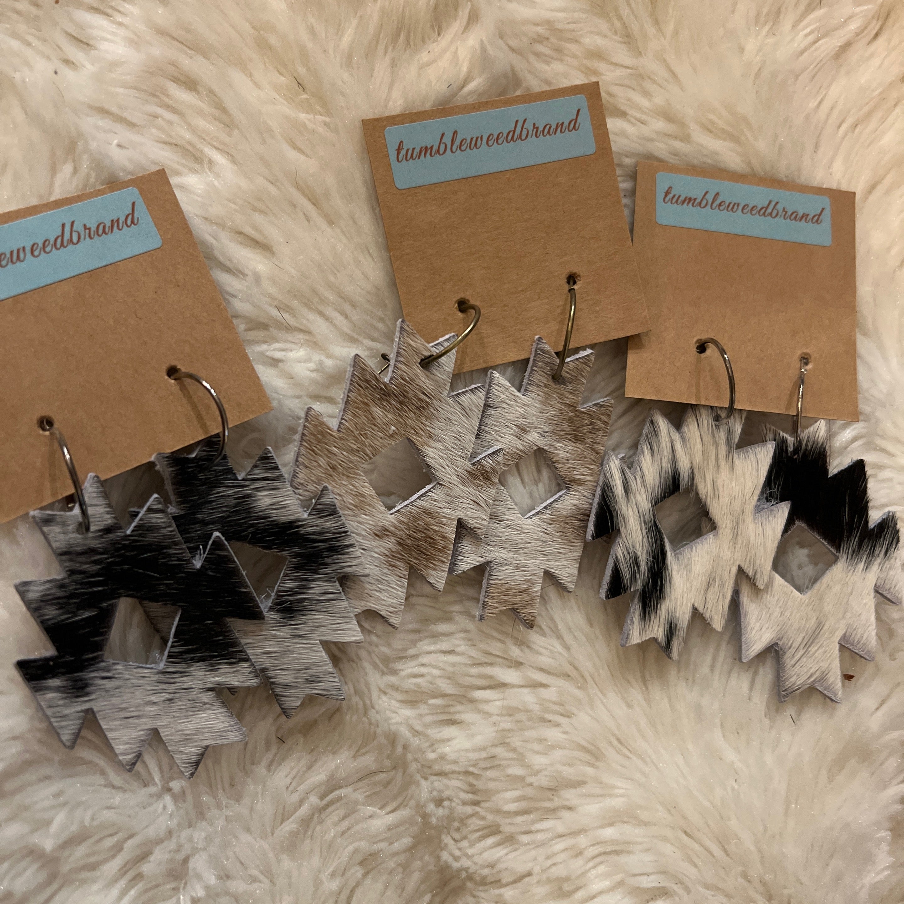 Cowhide Aztec Earrings
