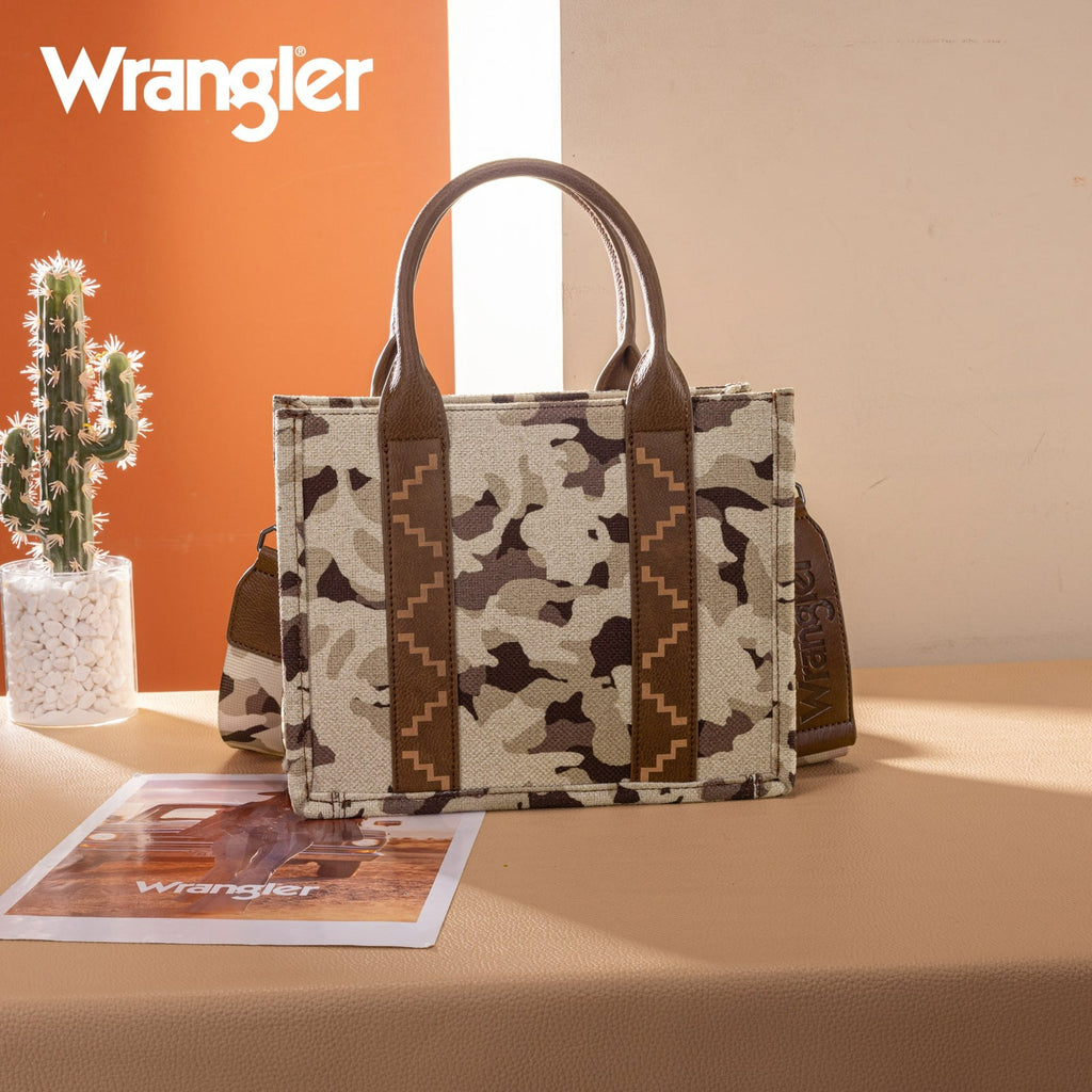 The Saddle Blanket Wrangler Tote Purse in Brown Camo