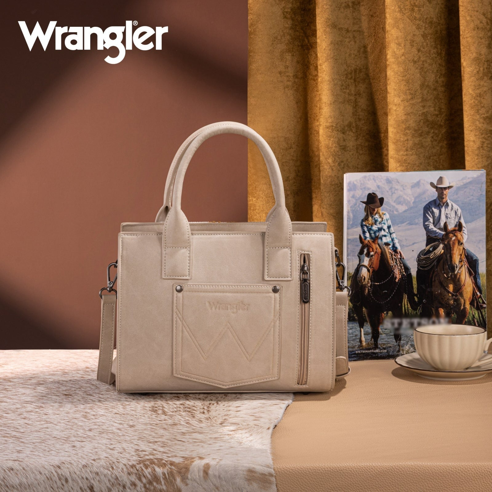 The Alexandra Wrangler Mini Tote Purse in Beige
