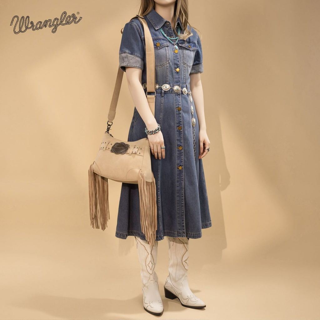 The Dusty Belle Hobo Purse by Wrangler in Tan