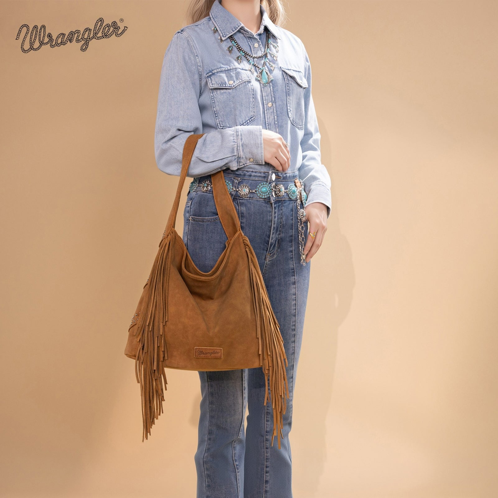 The Tracy Hobo Purse by Wrangler in Brown
