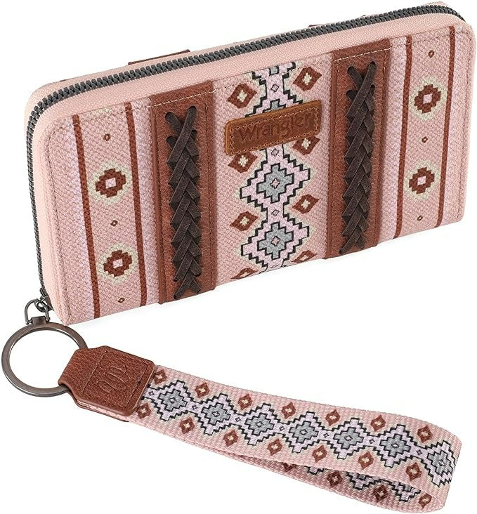 The Southern Hippie Aztec Wallet by Wrangler - Pink Paradise