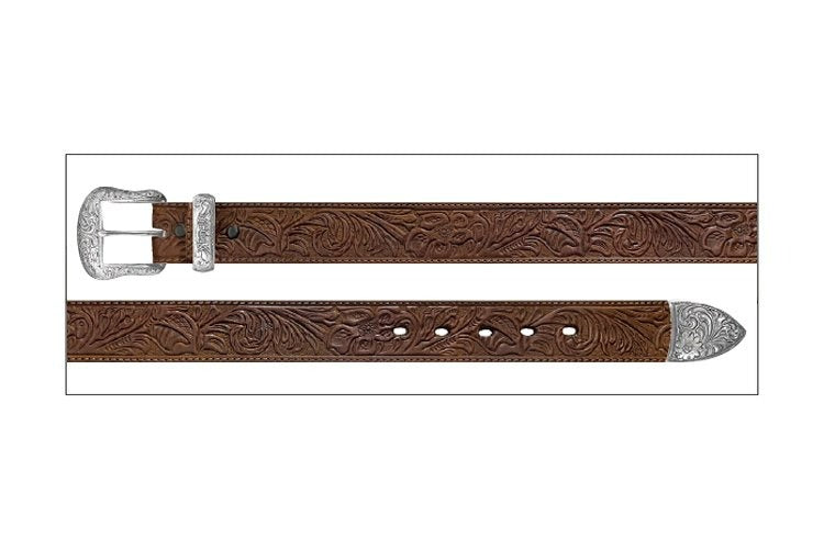 The Linda Ray Coffee Brown Carved Floral Belt by Wrangler